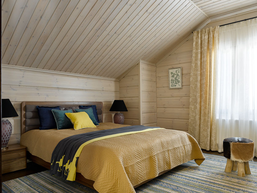 Дизайн интерьера спальни в деревянном доме