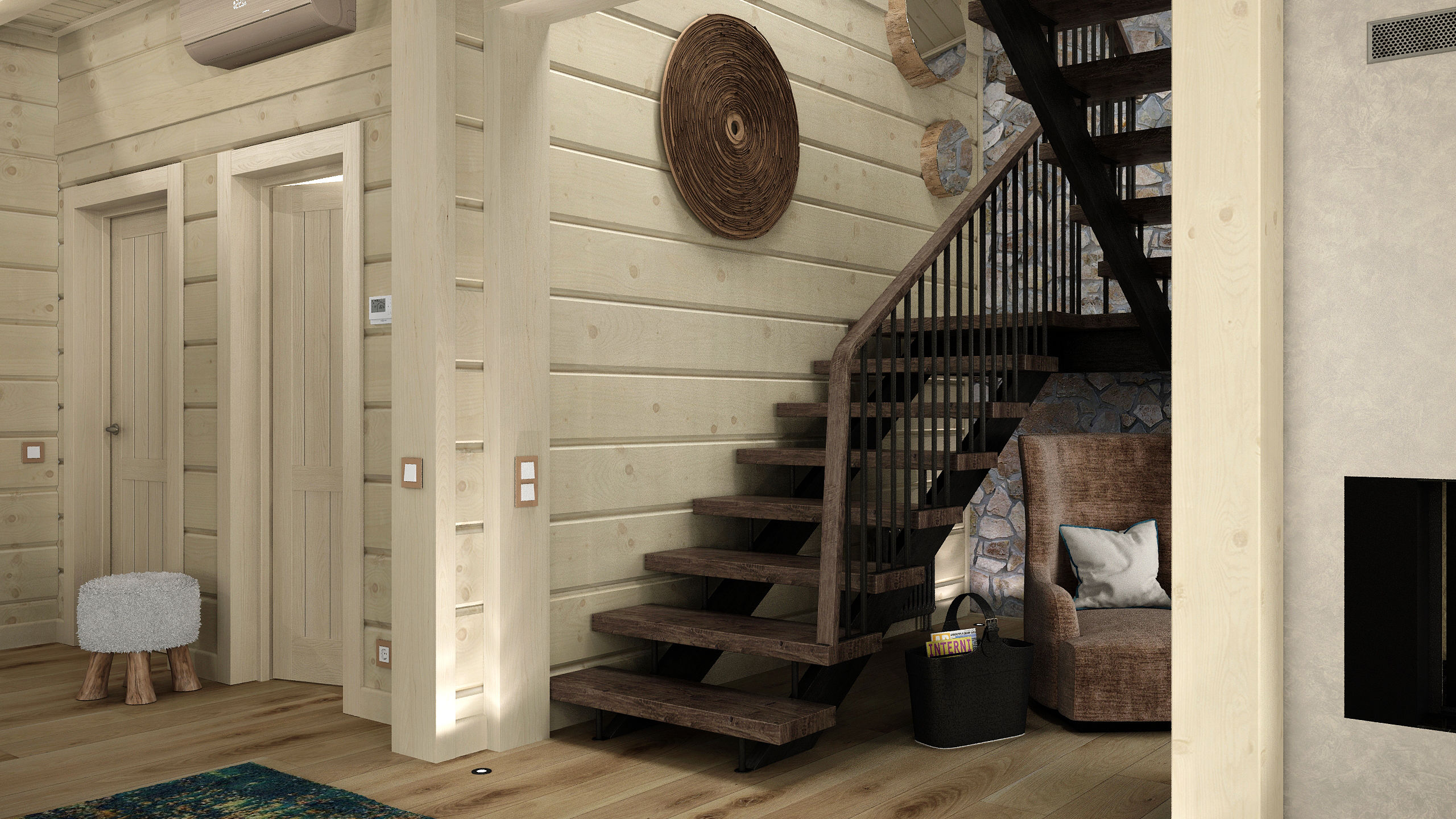 Дизайн лестницы в деревянном доме